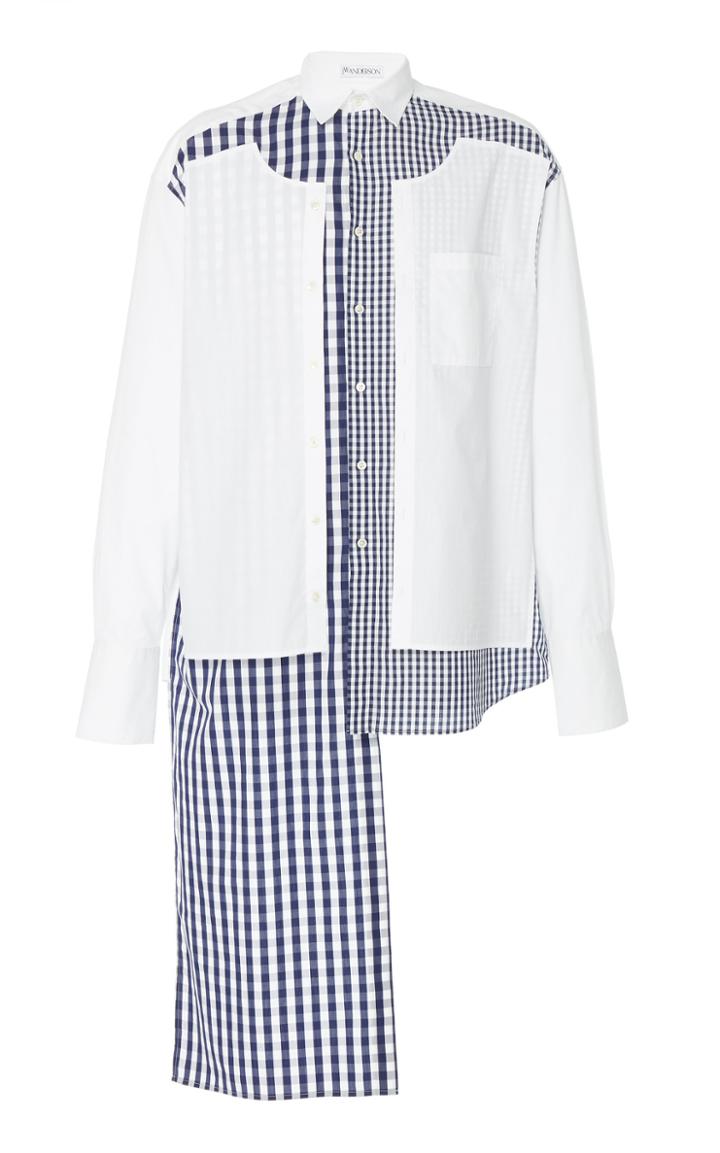 Jw Anderson Double Placket Gingham Patchwork Shirt