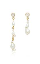 Mounser Long Formation Rhodium Plated Pearl Earrings