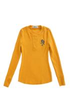 Ksenia Schnaider Ribbed Scoop Slit Long Sleeve Tee