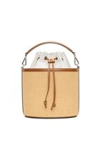 Marina Raphael Carina Leather-trimmed Raffia Bucket Bag