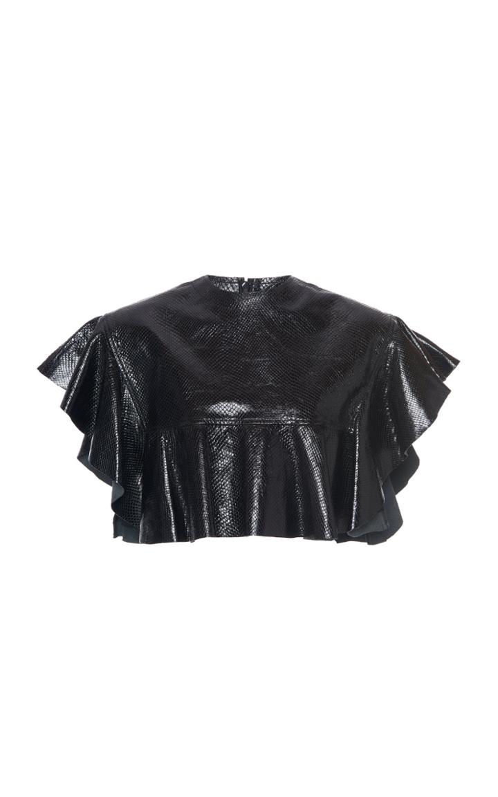 Philosophy Di Lorenzo Serafini Python Print Leather Crop Top