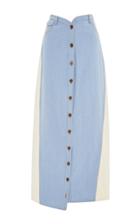 Rosie Assoulin Sunbleach Denim Button Fronted Skirt