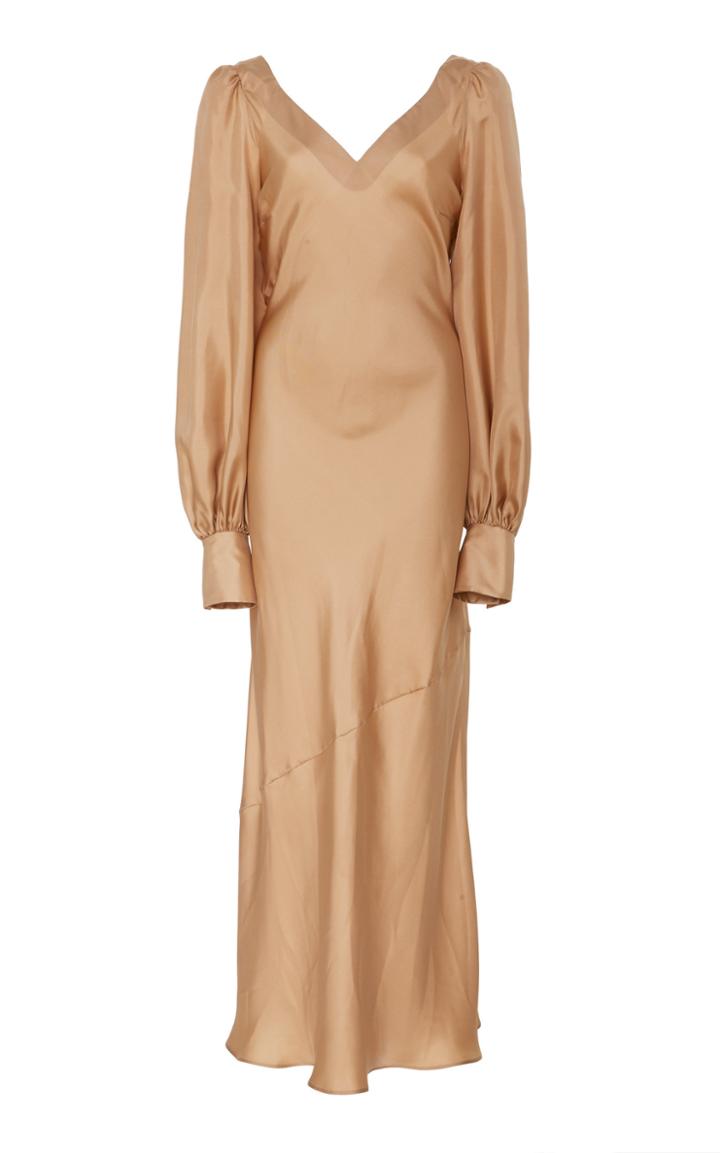 Ryan Roche Bias Cut Full Sleeve Dress