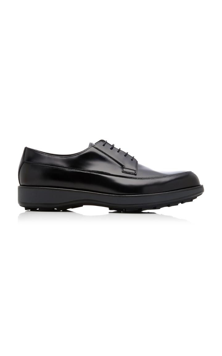 Prada Spazzolato Rois Leather Derby Shoes