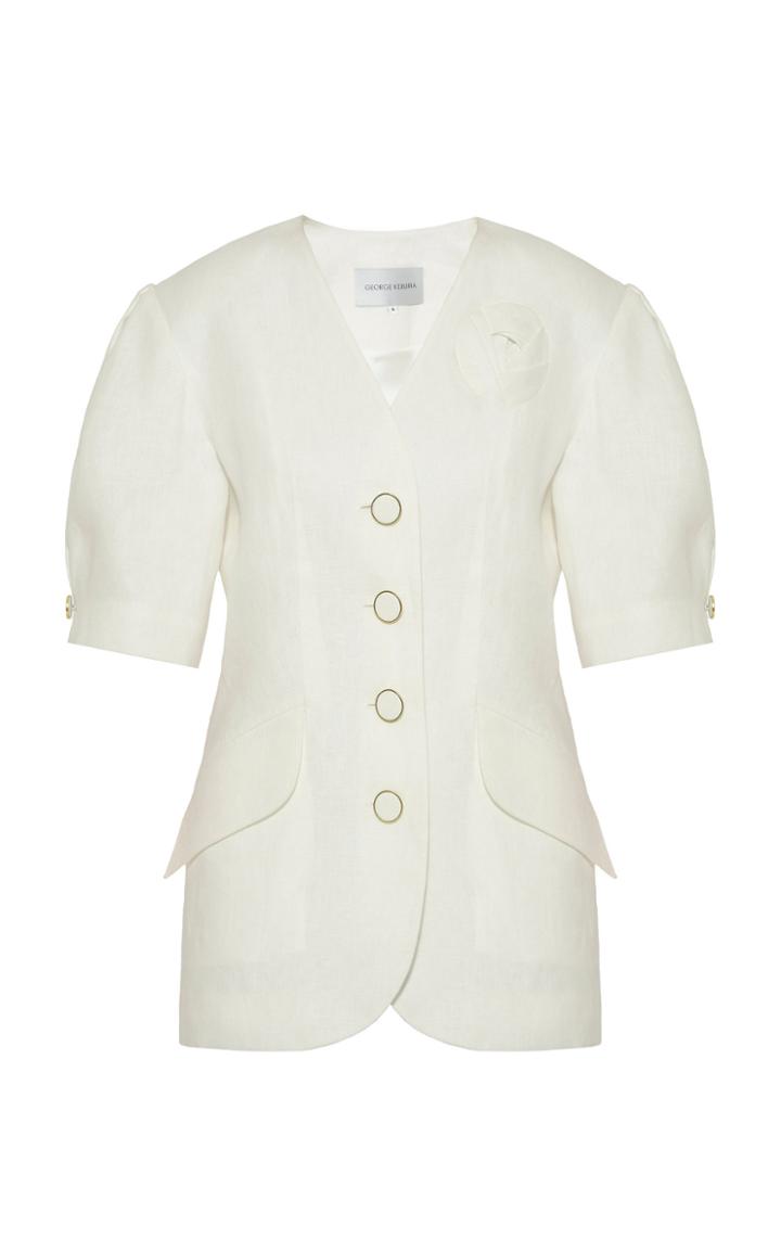 Moda Operandi George Keburia Collarless Linen Blazer Size: S