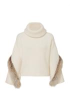 Lapointe Airy Wool Cashmere Cowl Neck Bell Sleeve Sweater With Fox Fu