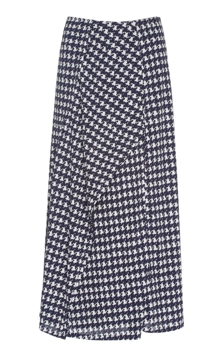 Victoria Beckham Houndstooth-printed Draped Midi Skirt
