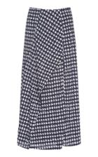 Victoria Beckham Houndstooth-printed Draped Midi Skirt