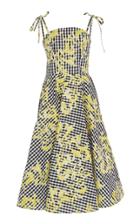 Christian Siriano Banana Gingham Tie Strap Dress