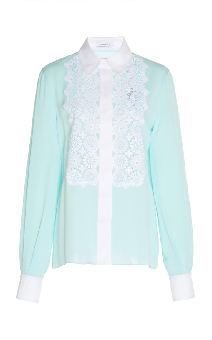 Andrew Gn Floral Applique Blouse