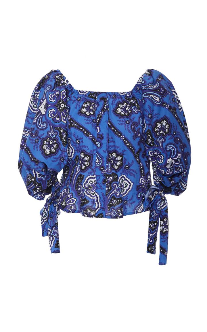 Caroline Constas Nella Off-the-shoulder Floral-print Poplin Top