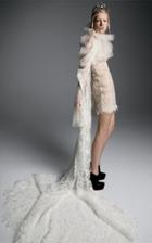 Vera Wang Maria M Macrame Short Dress With Dramatic Draped Sleeve