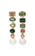 Retrouvai 18k Gold Tourmaline And Pearl Earrings