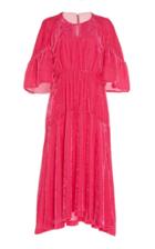 Delpozo Ruffled Pleated Velvet Dress
