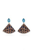 Silvia Furmanovich 18k Gold Enamel Blue Topaz And Diamond Earrings