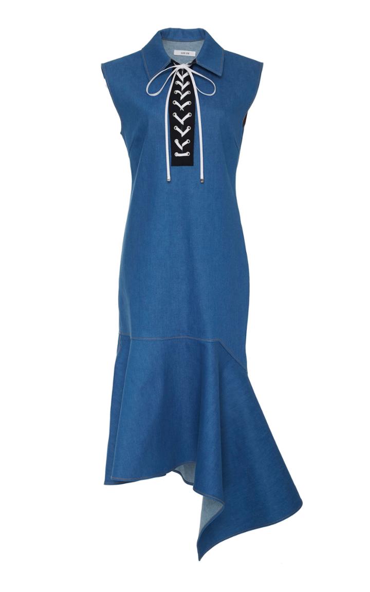Adeam Lace Up Denim Handkerchief Dress