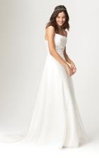 Savannah Miller Blanche Fitted Bodice Gown With Embroidery And Train