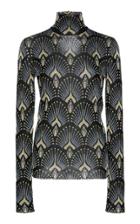 Paco Rabanne Printed Lurex Mock Neck Top Size: Xs