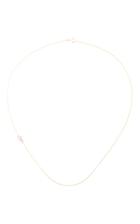 Sydney Evan Yellow Gold Initial Side Oriented Necklace With Pink Sapphires