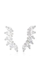 Fallon Rhodium Plated Cubic Zirconia Marquis Wing Climber Earrings