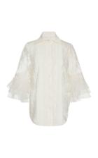 Marchesa Embroidered Organza Lace Shirt