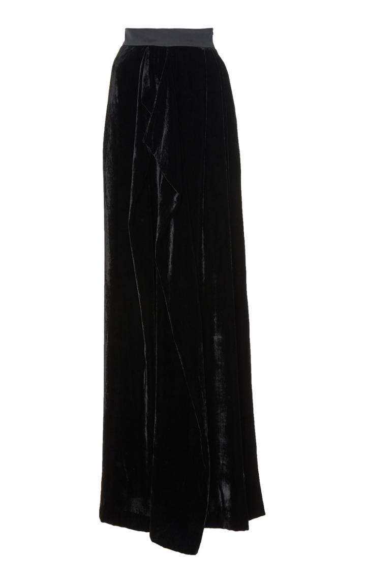 Vika Gazinskaya Wrap-detail Wide-leg Velvet Pants