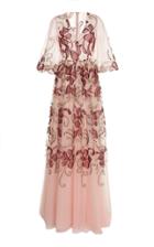 Costarellos Embroidered Floral Tulle Gown
