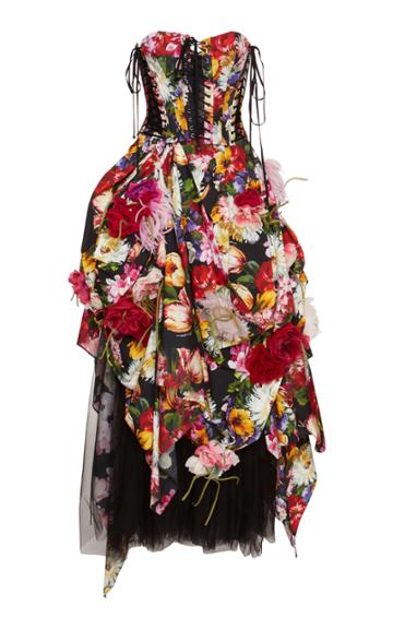 Dolce & Gabbana Floral Poplin Tiered Gown