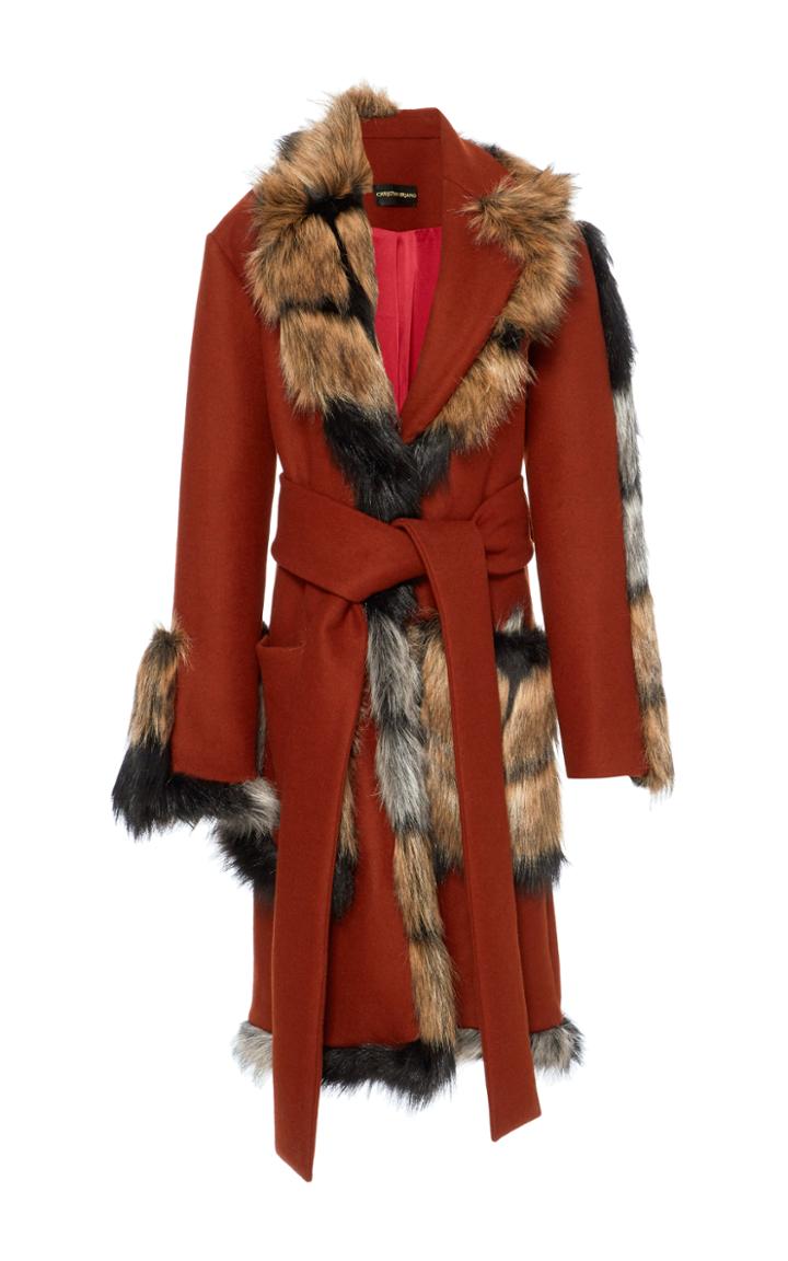 Christian Siriano Faux Fur Wrap Coat