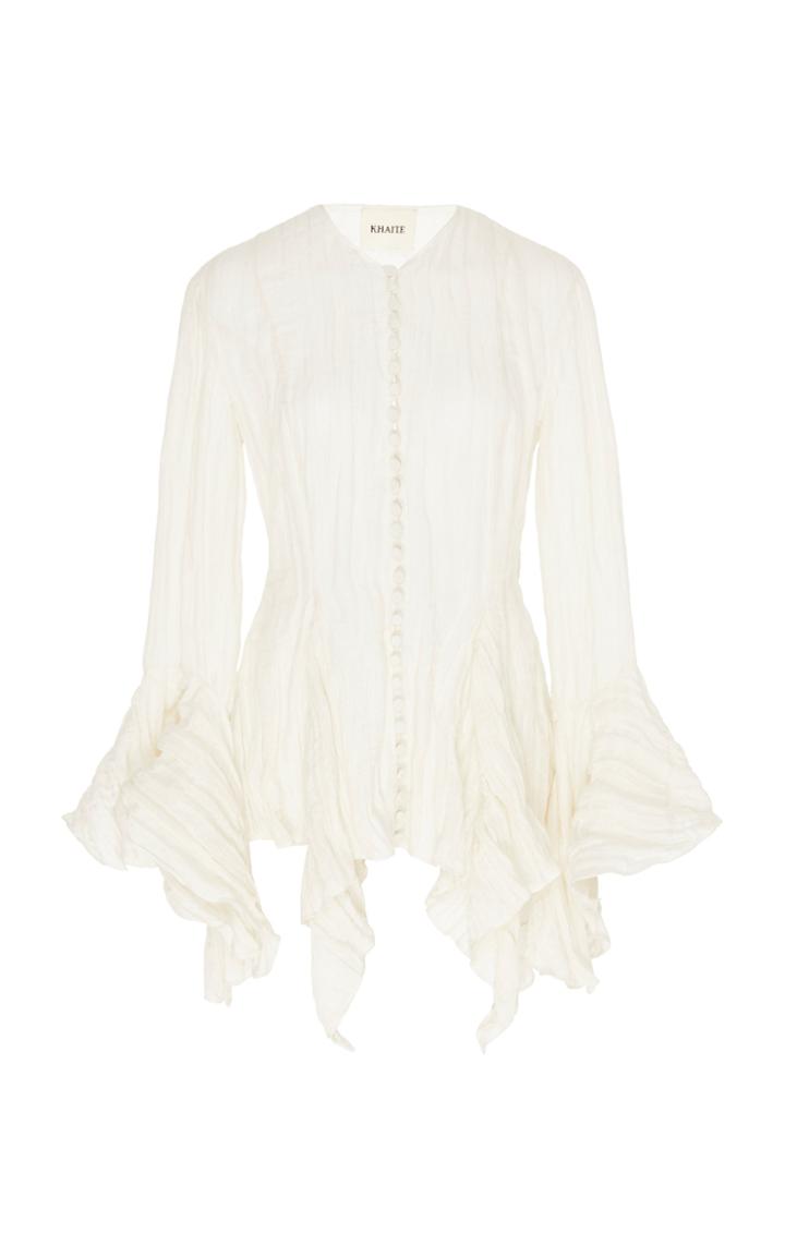 Moda Operandi Khaite Elliot Ruffled Chiffon Top Size: 2