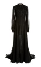 Moda Operandi Carolina Herrera Silk Chiffon Long Sleeved Gown