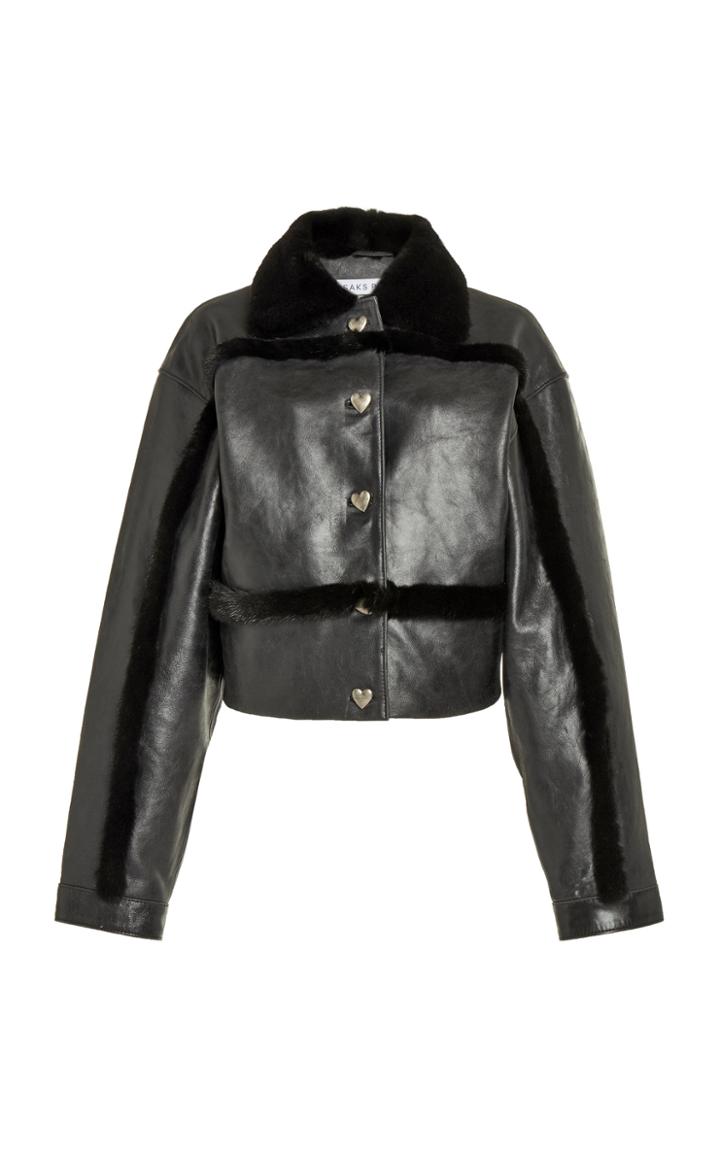 Moda Operandi Saks Potts Silent Oversized Mink-trimmed Leather Jacket