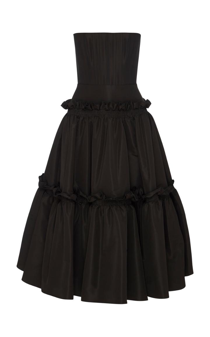 Alex Perry Bea Ruffled Silk Strapless Midi Dress