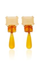 Sorab & Roshi Rectangular Cushion Sugarloaf Peach Moonstone Earrings W/ Mexian Opal Drops