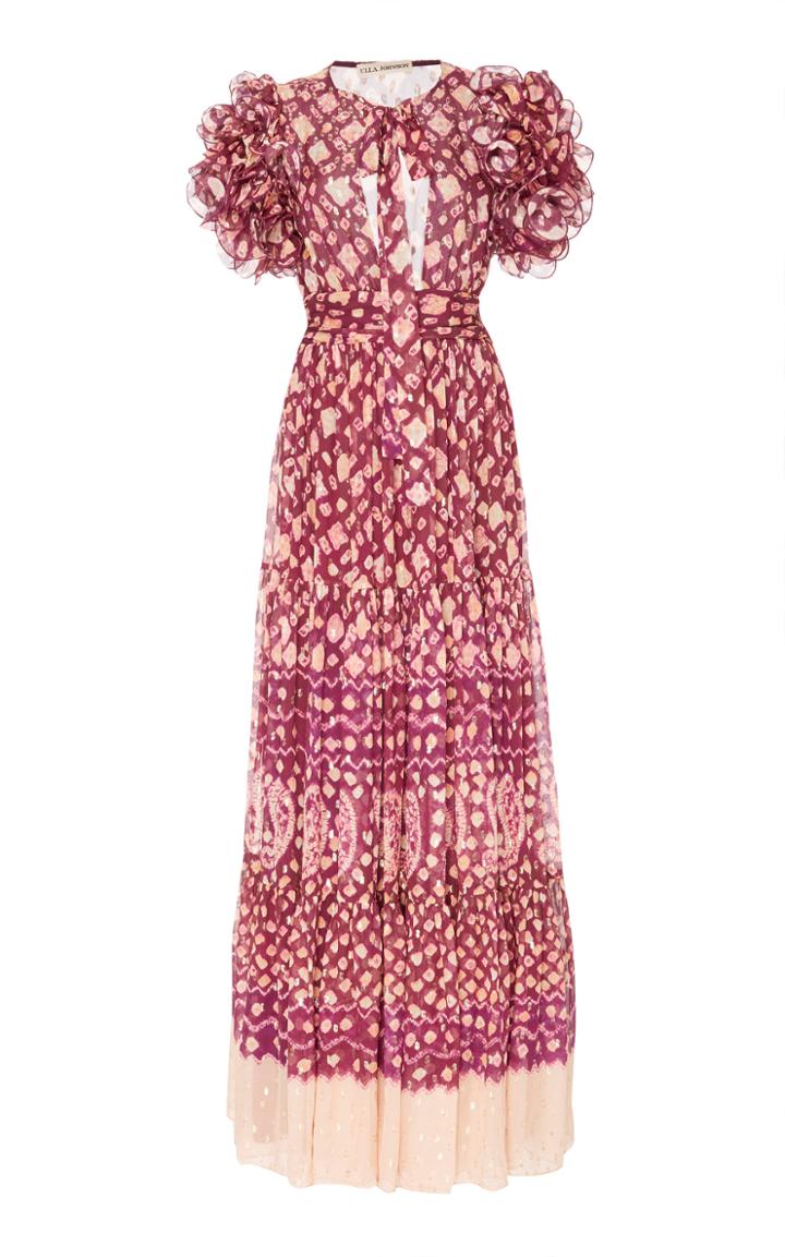 Ulla Johnson Umbra Metallic Silk Georgette Maxi Dress