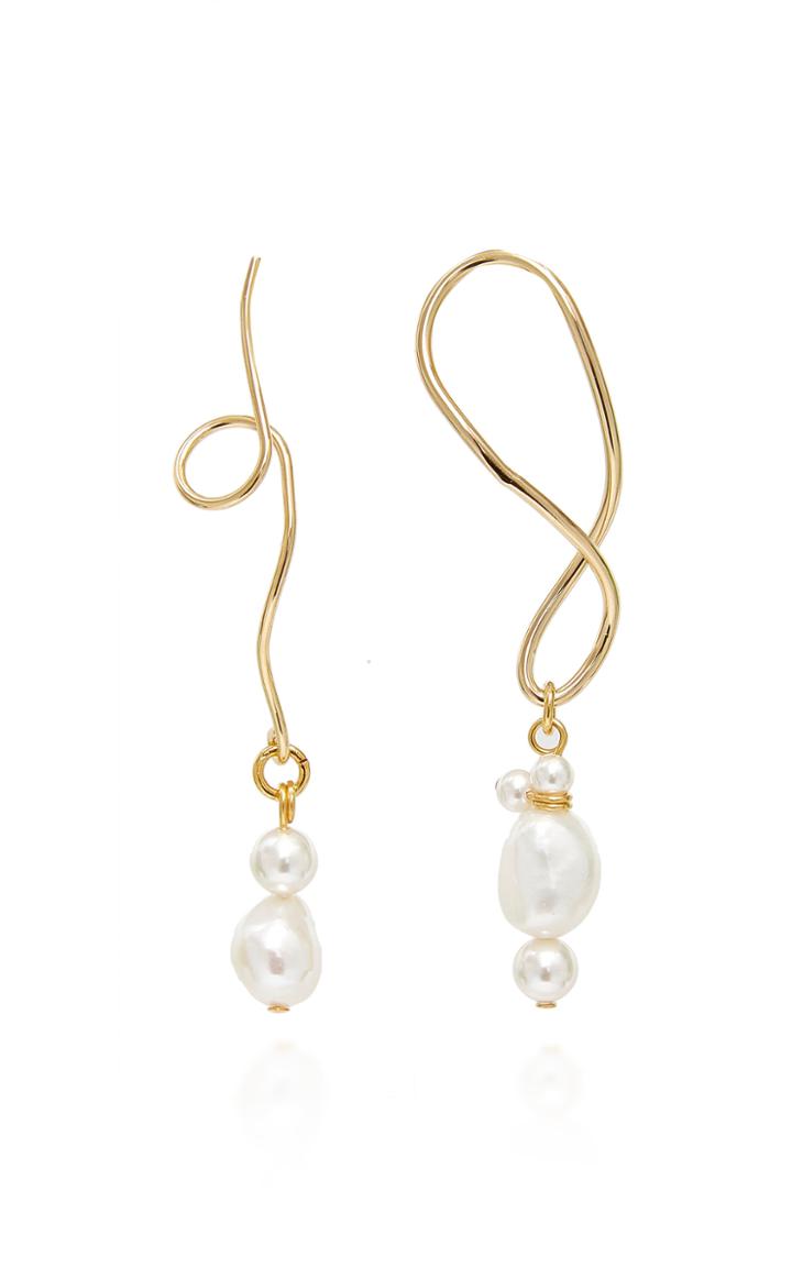 Mounser Twister 14k Gold Plated Freshwater Pearl Earrings