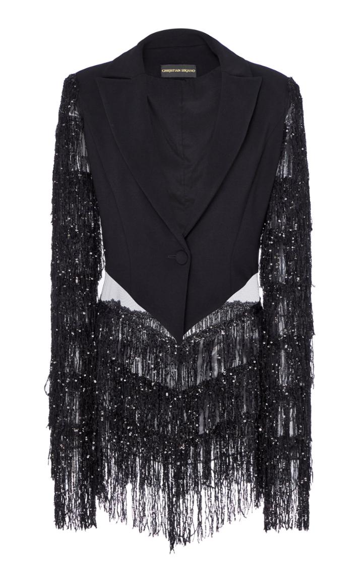 Moda Operandi Christian Siriano Fringe-detailed Jersey Cropped Blazer Size: 0