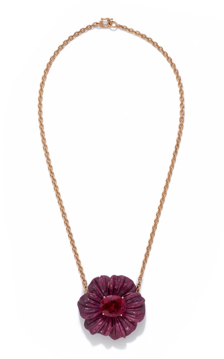 Moda Operandi Irene Neuwirth One Of A Kind Tropical Flower Necklace Set With Ruby An