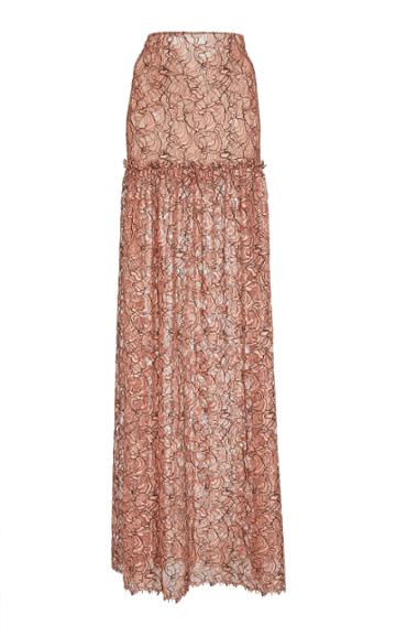 Frederick Anderson Melon Lace Maxi Skirt