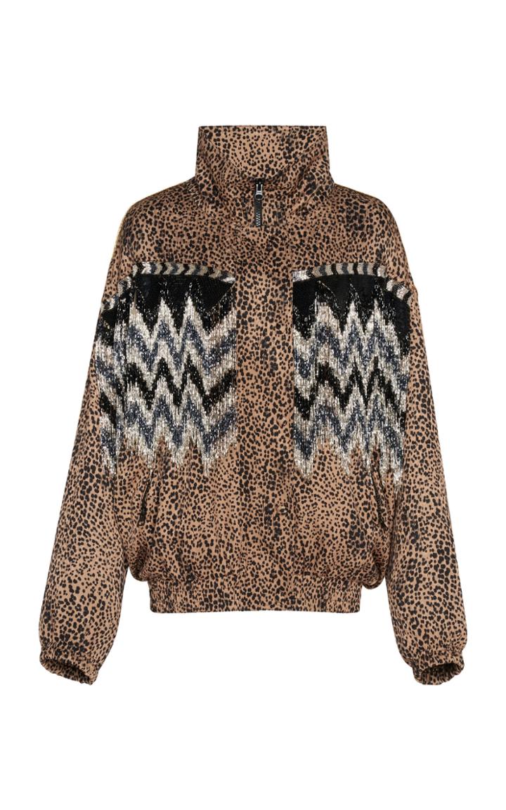 Alessandra Rich Leopard Silk Jacquard Jacket