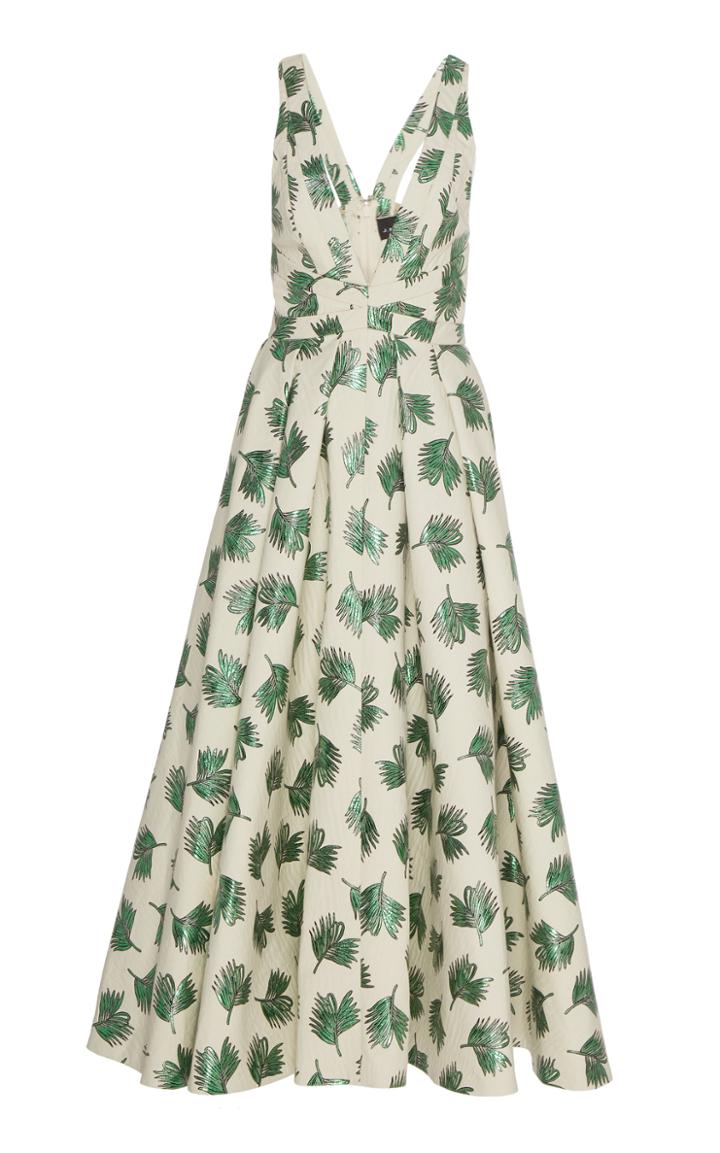J. Mendel Patterned Lurex Cotton Midi Dress