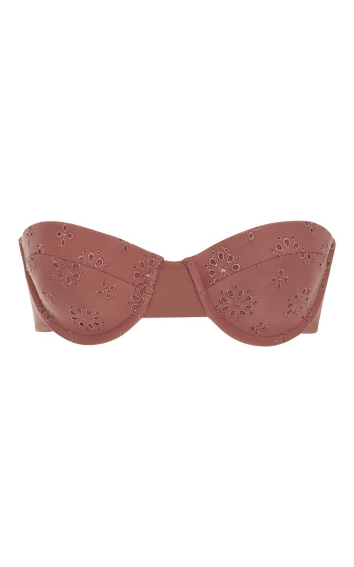 Tori Praver Zola Embroidered Eyelet Strapless Bikini Top