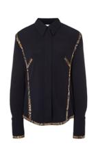 Victoria Beckham Contrast Snake Trim Crepe-jersey Blouse