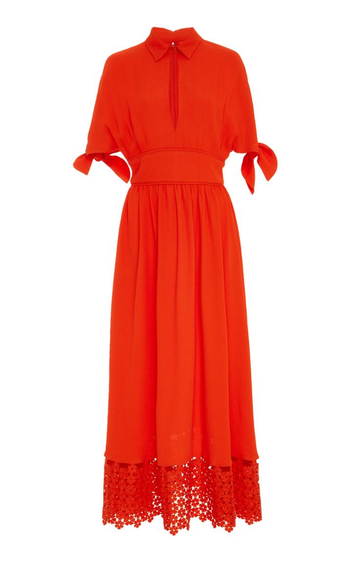 Lela Rose Tie Sleeve Shirt Dress