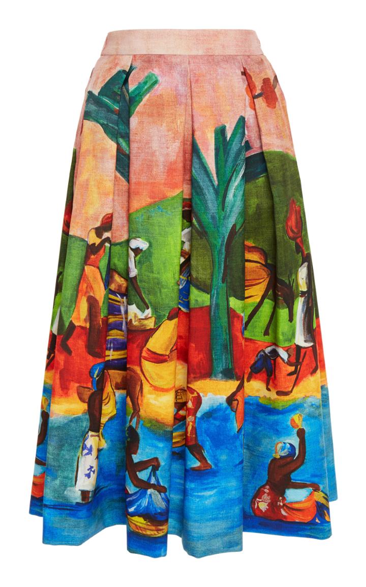 Stella Jean Scenic A-line Midi Skirt