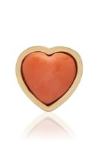 Brent Neale Small Puff Heart 18k Gold And Coral Single Stud Earring