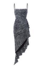 Rasario Draped Leopard Print Chiffon Midi Dress