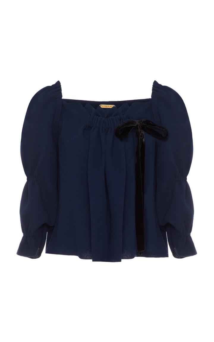 Amelia Toro Wool Crepe Ruched Top