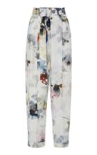 Moda Operandi Agnona Floral-print Cotton-silk Belted Pants Size: 36