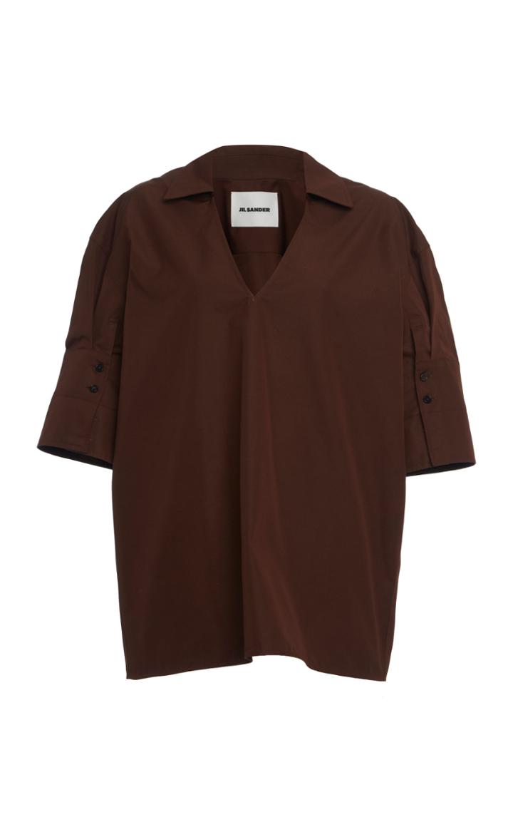 Moda Operandi Jil Sander Magda V-neck Cotton Top Size: 34